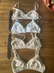 4 Stück Vintage 70er JCPenney Unterkleid Crossover BH weiß beige 34A 36A USA - Bild 1 von 11