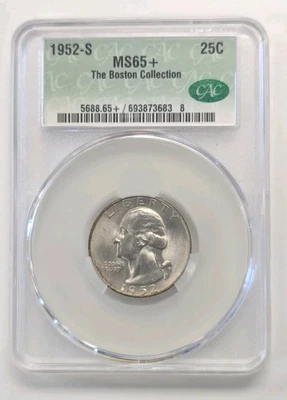 1952 S Washington Quarter CAC- MS65+  The Boston Collection #Z250 - Image 1 of 2