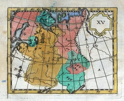 1790 Bruyset Childrens Map Russia in Europe Moscow St Petersburg Moscovy w Key - Image 1 of 4