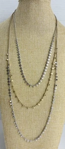 Lucky Brand Triple Strand Necklace Gold & Silver Tone Adjustable Convertible - Picture 1 of 5
