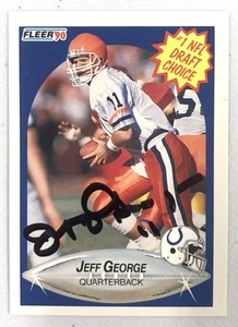 Jeff George Signed Fleer '90 Rookie NFL Football Card #347 Indianapolis Colts MT - Picture 1 of 4