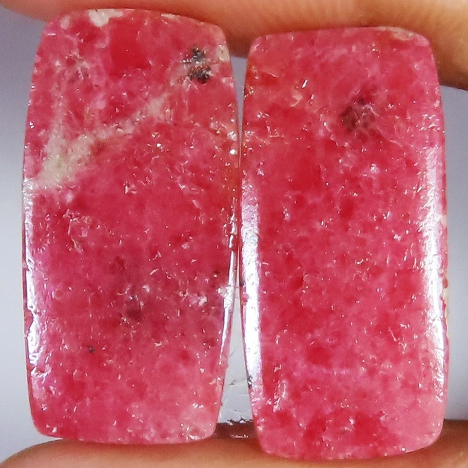 natural RHODONITE pair cushion cabochon loose gemstone 35.00 Cts. (12x25x03 mm) - Image 1 of 4