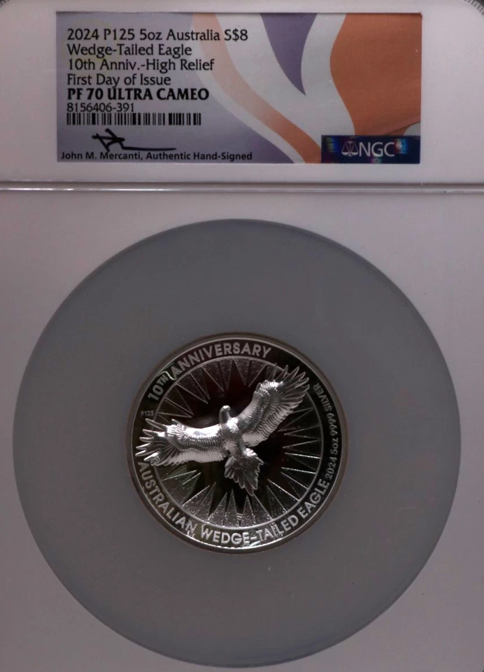 5oz Australia NGC Proof PF70 Privy Hand Signed High Relief Low Mintage WT-Eagle - Image 1 of 4