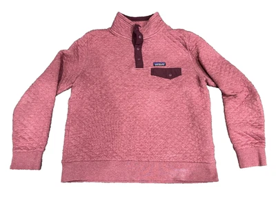 Patagonia Womens Pink Quilted Quarter Snap Long Sleeve Pullover Sweater Large - Image 1 of 4
