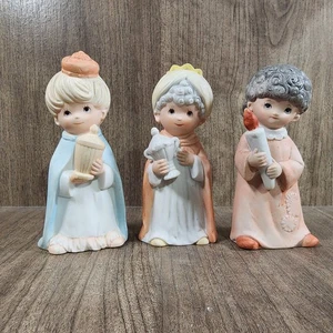 Juego de belén vintage Homco tres sabios niños estatuillas bisque porcelana - Imagen 1 de 6