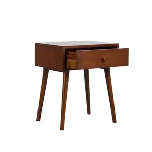 Lux Solid Wood Nightstand with Drawer, Mid Century Modern Side Table Bedroom,... - Picture 1 of 7