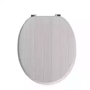 ASIENTO INODORO BAÑO UNIVERSAL 18" LENGÜETA Y CREMA RANURA ASIENTO INODORO MADERA + ACCESORIOS - Imagen 1 de 7