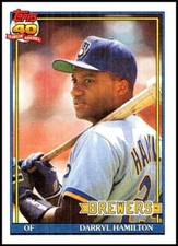 1991 Topps #781 Darryl Hamilton Baseball Milwaukee Brewers 