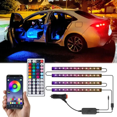 4x 72 LED RGB LED Light Strip Car Interior Bluetooth APP For Genesis G70 G80 G90 Foto 1 de 4