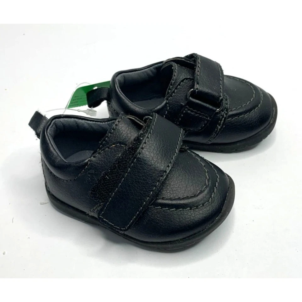 George Boys INfant Baby 2 Negro Zapatos Sin Cordones Tenis Flexibles Zapatillas de Tracción Foto 1 de 4