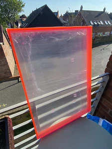 50 x 70cm Red Acrylic Double-sided Transparent Frame, Perfect Condition - Picture 1 of 5