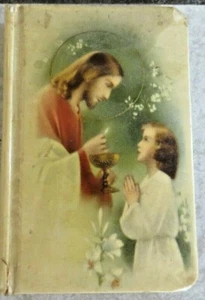 CELLUOID CHILDRENS CHRISTEN PRAYER BOOK 1936 ILLUSTRATED CATECHISM POCKET BOOK - Picture 1 of 7