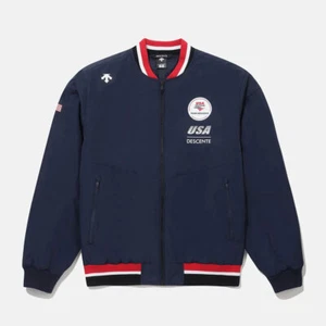 DESCENTE Mens USAT STADIUM VARSITY JACKET SQ121IJK11 NAVY M-2XL ASIAN FIT TAKSE - Picture 1 of 14