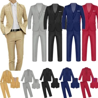 Men Slim Fit Suit Set One Button Blazer Vest Jacket with Pants Sets Party Set - Image 1 of 3