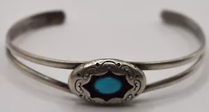 Brazalete vintage - brazalete turquesa azul claro plata de ley .925 - .314 OZT - Imagen 1 de 10