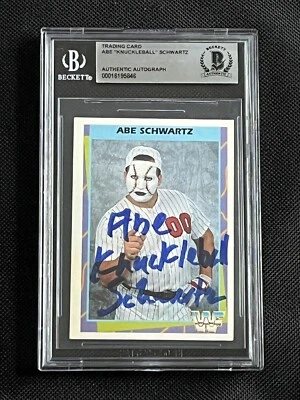 ABE “KNUCKLEBALL” SCHWARTZ 1995 MERLIN WWF SIGNED AUTOGRAPHED CARD BAS AUTHENTIC - Image 1 of 2