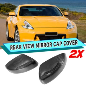 FOR NISSAN 370Z Z34 REAL CARBON FIBER REARVIEW SIDE MIRROR COVERS CAPS 2009~2020 - Picture 1 of 10