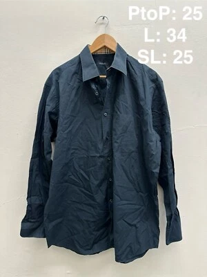 BURBERRY LONDON BLACK PLAIN NOVA CHECK NECK LINE AUTHENTIC MEN LARGE - Image 1 of 4