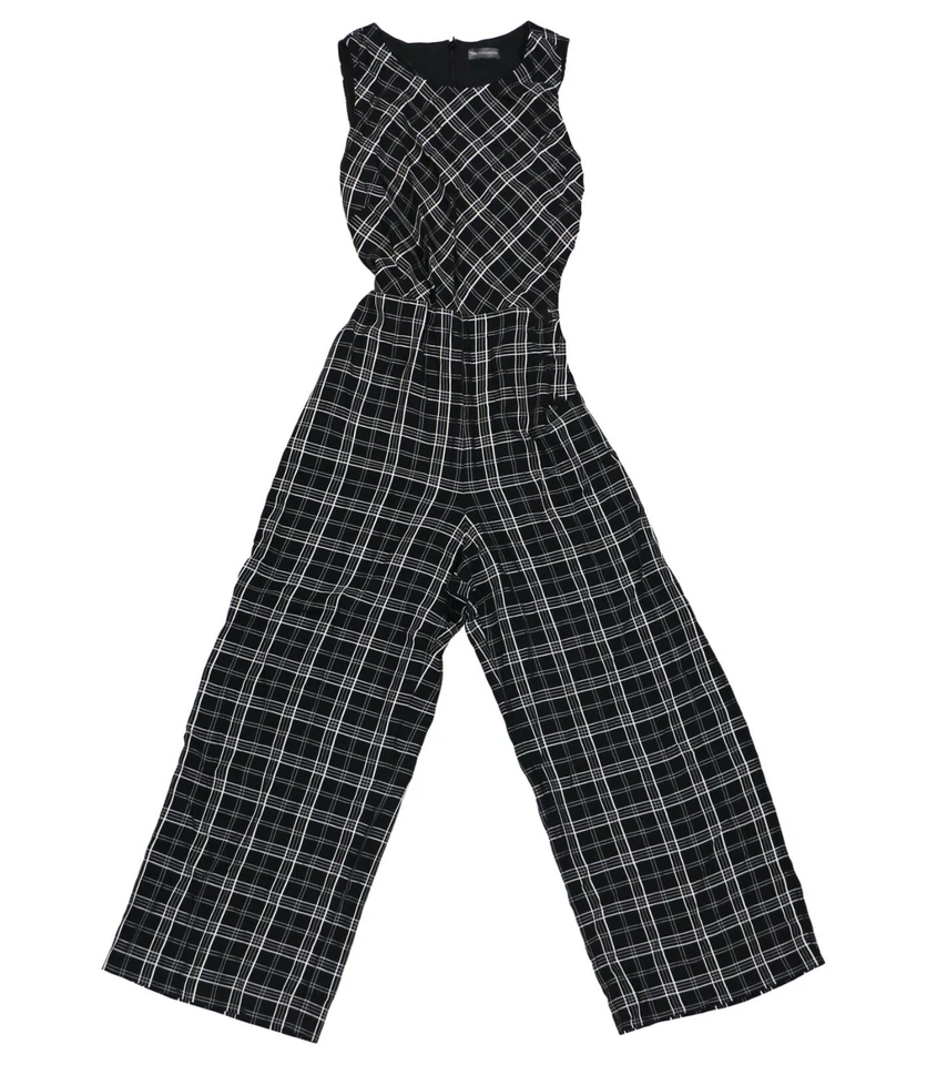 Mono para mujer Vince Camuto a cuadros sin mangas cuello alto cinturón corbata nuevo con etiquetas Foto 1 de 1