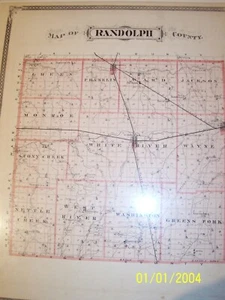 1876 Indiana Map - RANDOLPH CO. - FROM 1876 ATLAS - CERTIFICATE of AUTHENTICITY - Picture 1 of 2