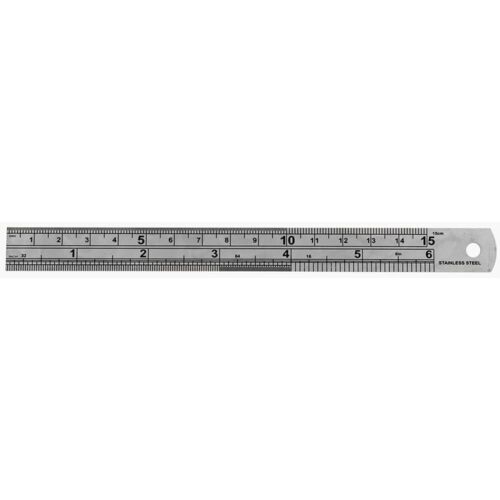 Stainless Steel Ruler 15cm with conversion table Imperial and Metric