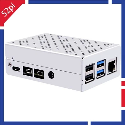 Raspberry Pi 4 Model B Aluminum Case Silver with Suspension Cooling Fan Heatsink - Image 1 of 4