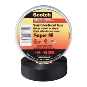 3M Super 88 Electrical Tape Black 1 1/2" x 44' Roll (100 Roll/Case) - Picture 1 of 1