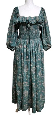 Vestido midi estampado Free People Revolve Oasis verde jade algodón mediano Foto 1 de 4