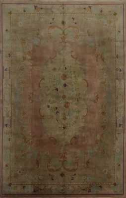 Alfombra antigua Art Deco 9x12 hecha a mano lana tinte vegetal china oriental Foto 1 de 4
