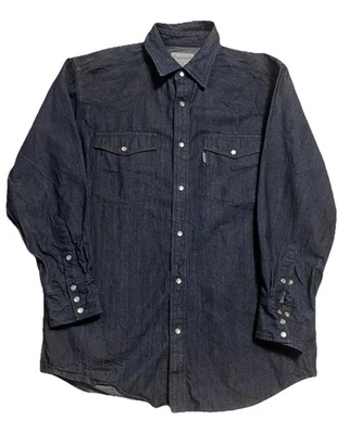 Carhartt Denim Shirt Mens L Blue Western Pearl Snap Workwear Vintage Style - Image 1 of 4