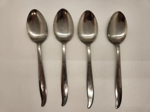 Vintage Japan Gensico Stainless STAR OF PARADISE 4 Spoons w/Atomic Stars - Picture 1 of 11