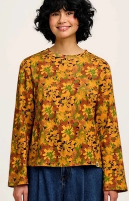 Camiseta para mujer Lucy & Yak Hermoine manga larga acanalada floral grande L Foto 1 de 4