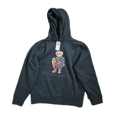 polo ralph lauren bear fleece hoodie Mens Black  L/G - Image 1 of 4