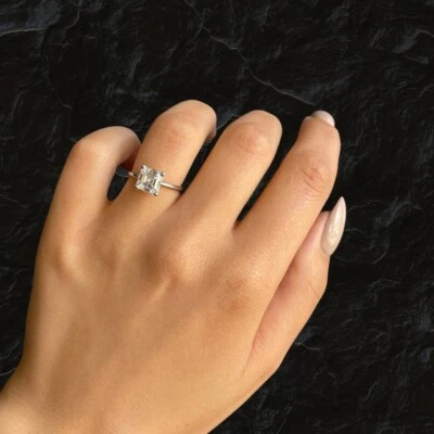 2 Ct Asscher Cut IGI Lab Created Diamond Engagement Ring Platinum PT950 - Image 1 of 4