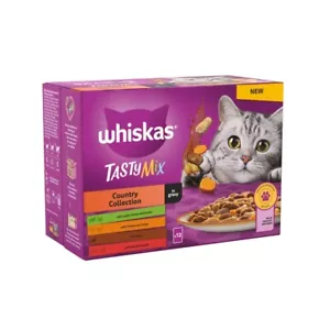 Whiskas 1+ Country Collection Mix Adult Wet Cat Food Pouch in Gravy 12 x 85g - Picture 1 of 4