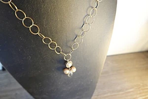 Vintage Gold Over Sterling Takashimaya Cultured Champagne Pearl Dangle Necklace - Picture 1 of 3