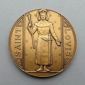 Medalla grande religiosa francesa antigua. San Luis IX de Francia. Ludovicus. - Imagen 1 de 5