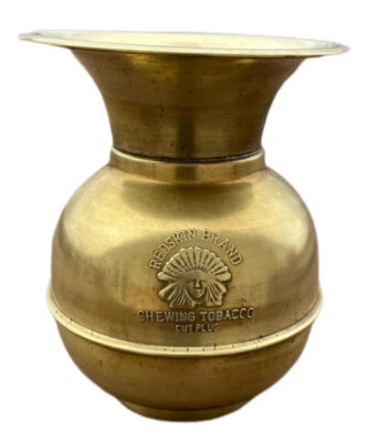 Tapón de latón cortado tabaco para masticar Spittoon marca piel roja vintage Foto 1 de 4