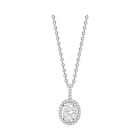 18K White Gold Oval Diamond Pendant chain necklace 0.40cts GIA
