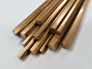 Brass Hexagon Solid Bar Model Making 5, 6, 8 &10mm A/F 50 to 1000mm (1m) lengths