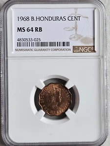 British Honduras 1 Cent 1968 NGC MS 64 RB - Picture 1 of 2