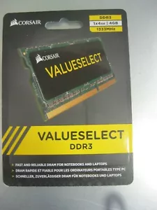 VALUESELECT CORSAIR DDR3 133GHz memory 4GB LAPTOP NEW - Picture 1 of 2