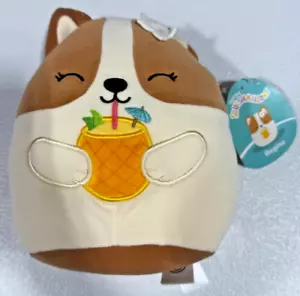 Squishmallows 7.5-Inch - Regina The Brown and White Corgi with Pineapple Drink - Picture 1 of 4