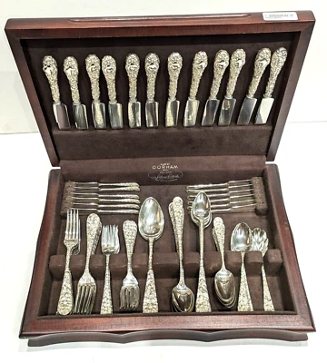 Cubiertos de plata esterlina Baltimore Rose de Schofield Co. Inc., servicio para 12 Foto 1 de 4