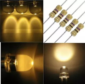 50 Pz. diodi led BIANCO CALDO alta luminosità 10mm RESISTENZE in OMAGGIO - Foto 1 di 2