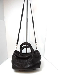 Halston Umhängetasche Handtasche braun genarbtes Leder - Bild 1 von 8