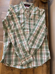 Wrangler George Straight Shirt Youth X Large Cowboy Cut Collection Plaid Green - Picture 1 of 4