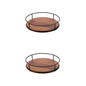 2pcs Wooden Lazy Susan Turntable for Kitchen Counter Rotating Spice Rack - Picture 1 of 12