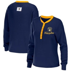 WEAR MLB Women's Milwaukee Brewers Long Sleeve T-Shirt Size L - Picture 1 of 3