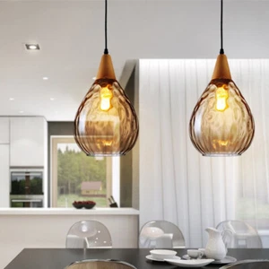 Kitchen Pendant Lights Glass Lamp Wood Ceiling Lights Bar Home Chandelier Lights - Picture 1 of 6